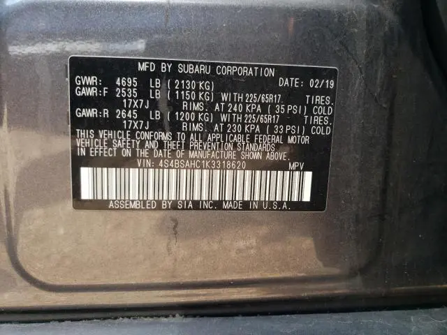 2019 SUBARU OUTBACK 2.5I PREMIUM  