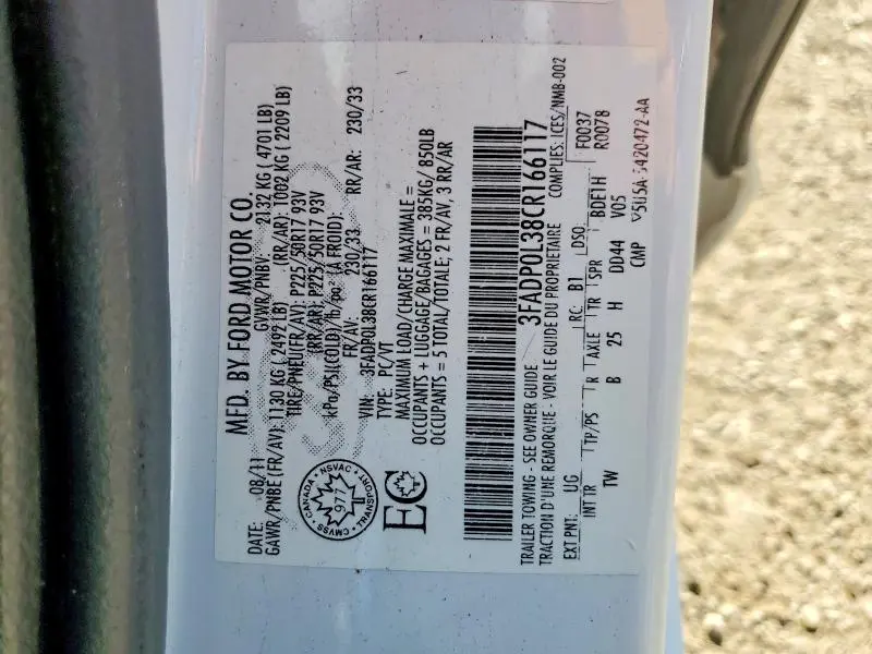 2012 FORD FUSION HYBRID  