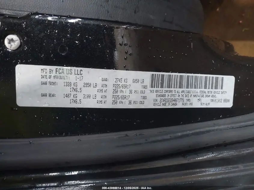 2017 DODGE GRAND CARAVAN GT