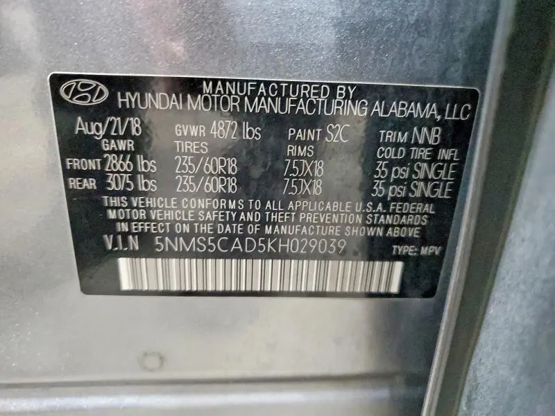 2019 HYUNDAI SANTA FE ULTIMATE 2.4L  