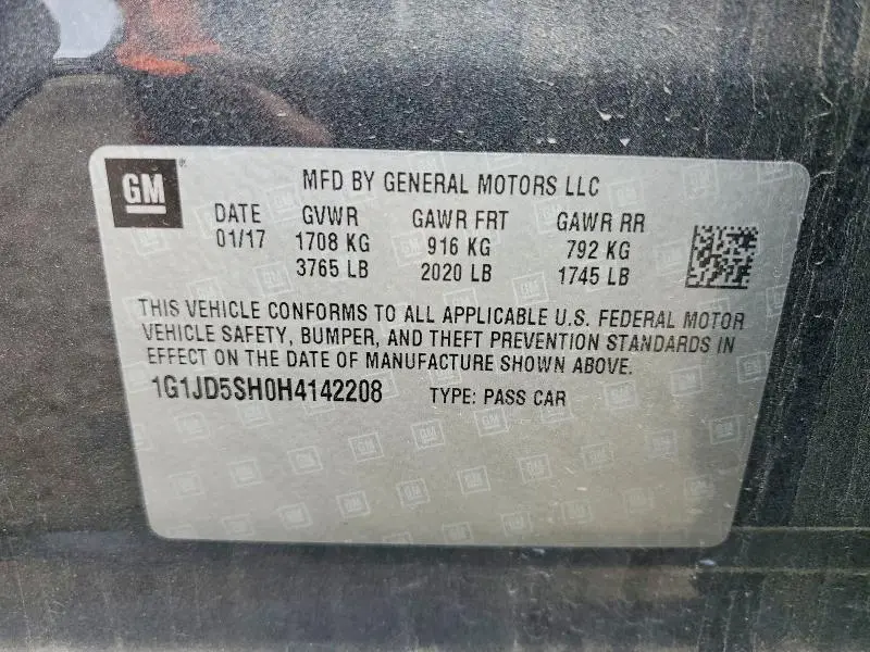 2017 CHEVROLET SONIC LT  