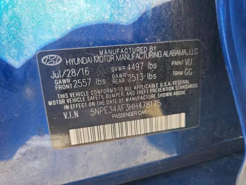 2017 HYUNDAI SONATA SPORT  