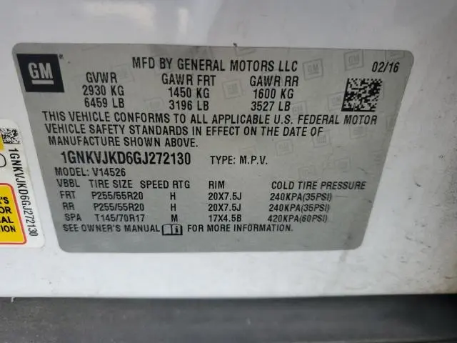 2016 CHEVROLET TRAVERSE LTZ  