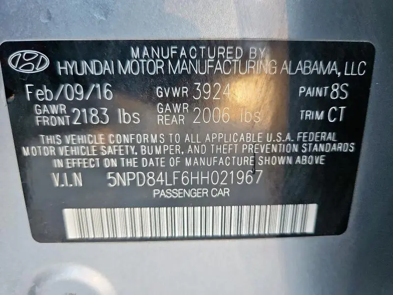 2017 HYUNDAI ELANTRA SE  