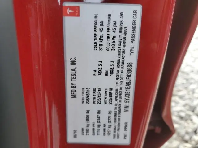2018 TESLA MODEL 3   
