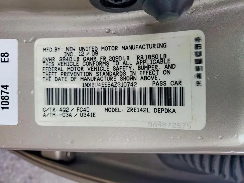 2010 TOYOTA COROLLA BASE  