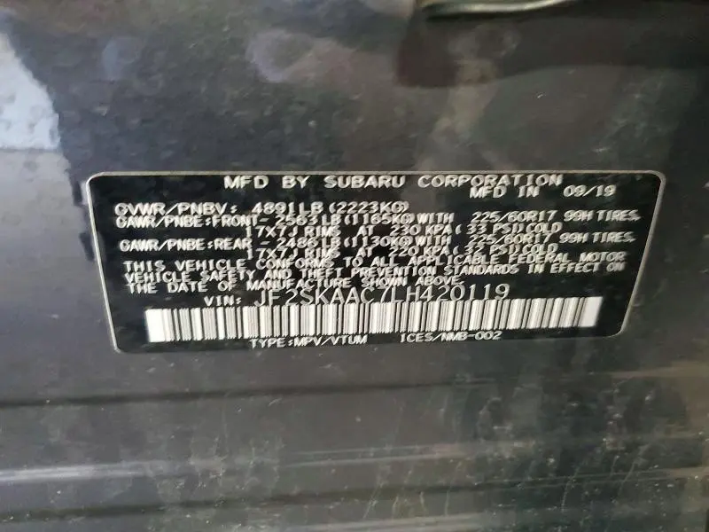 2020 SUBARU FORESTER   