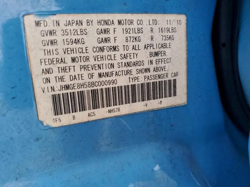 2011 HONDA FIT SPORT  