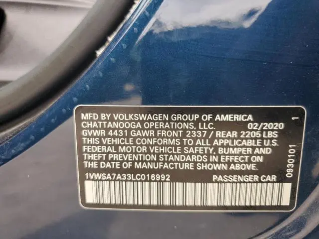 2020 VOLKSWAGEN PASSAT SE  