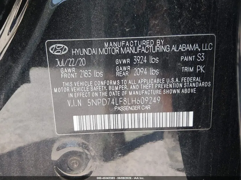 2020 HYUNDAI ELANTRA SE