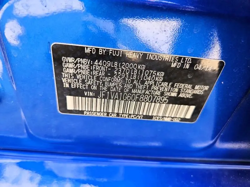 2015 SUBARU WRX LIMITED  