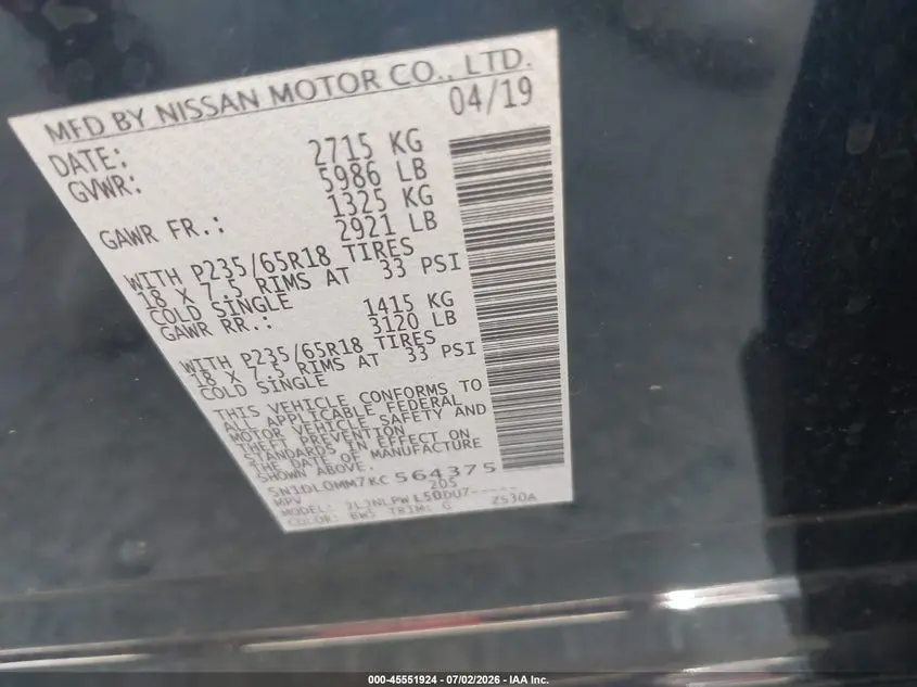 2019 INFINITI QX60 PURE