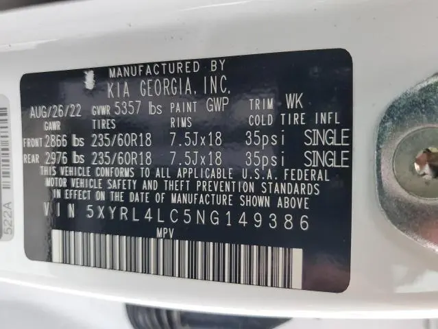 2022 KIA SORENTO S  