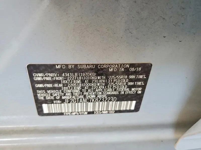 2019 SUBARU CROSSTREK LIMITED  