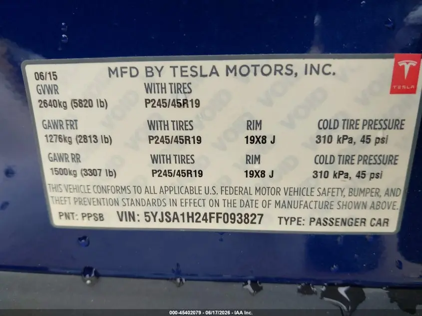 2015 TESLA MODEL S 70D/85D/P85D