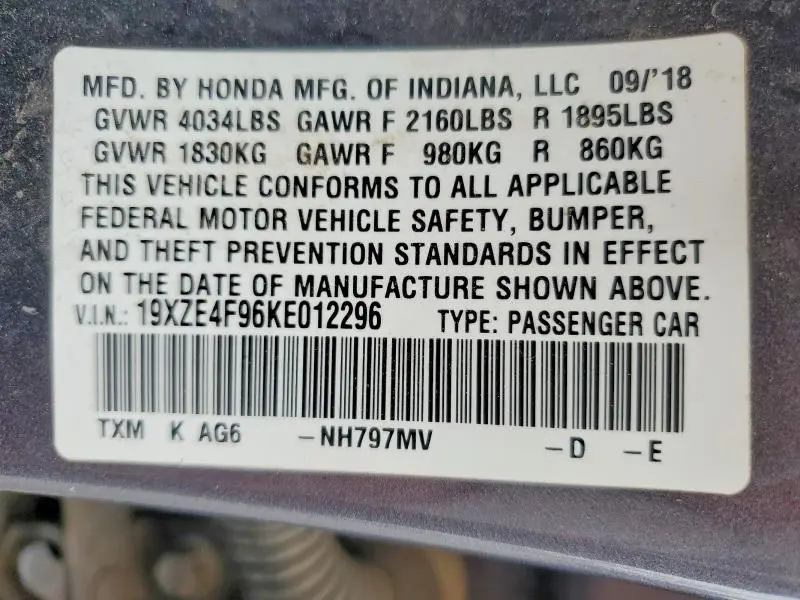 2019 HONDA INSIGHT TOURING  