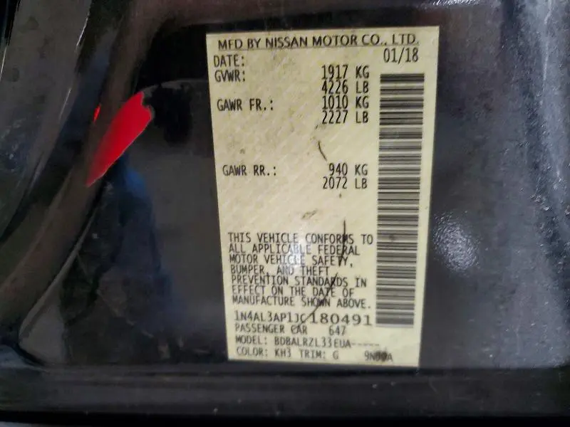 2018 NISSAN ALTIMA 2.5 SL  