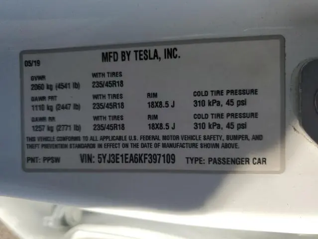 2019 TESLA MODEL 3