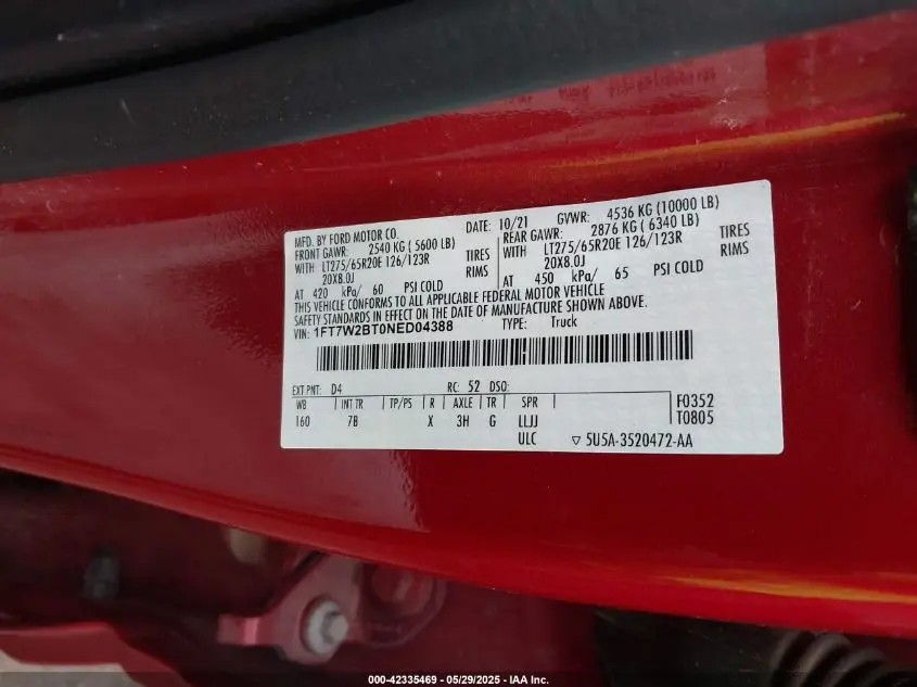 2022 FORD F-250 PLATINUM