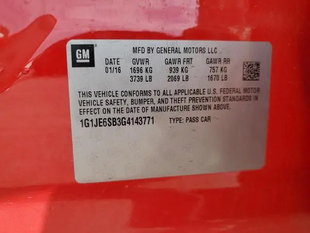 2016 CHEVROLET SONIC LTZ  