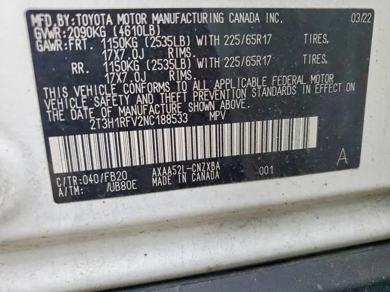 2022 TOYOTA RAV4 LE  