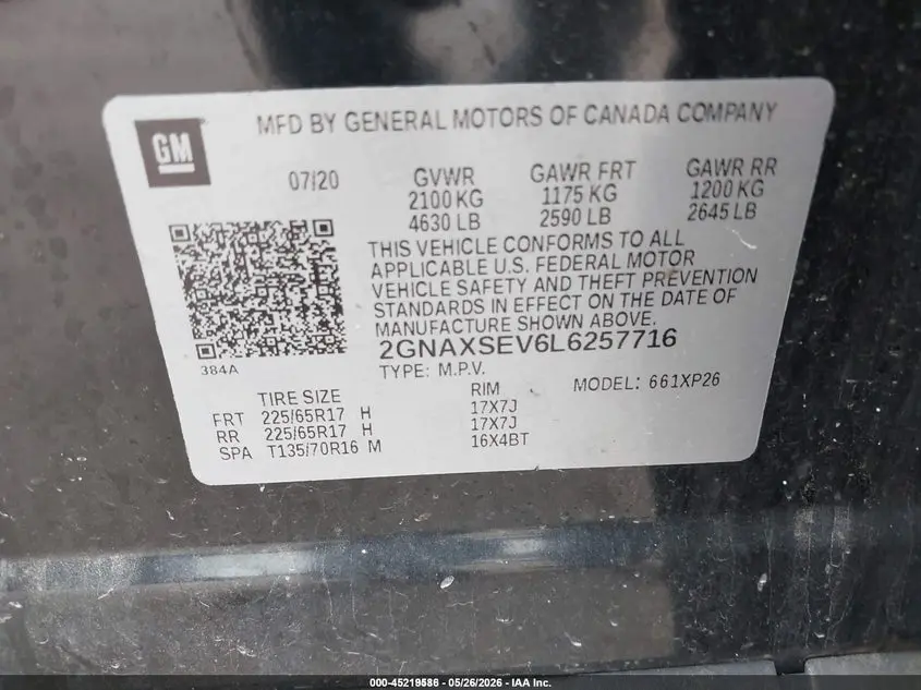 2020 CHEVROLET EQUINOX AWD LS