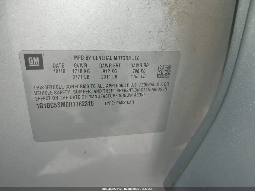 2017 CHEVROLET CRUZE LS AUTO