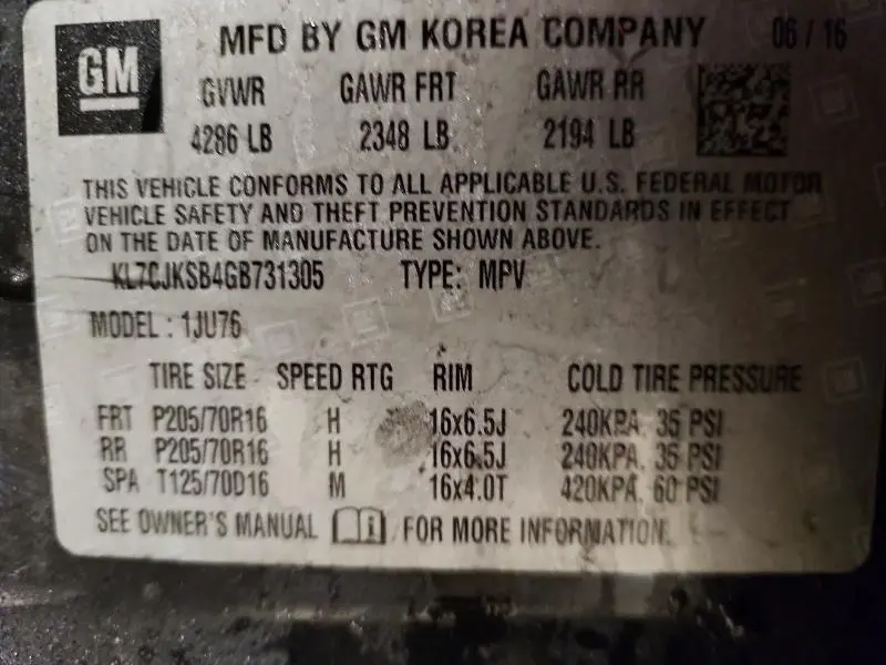 2016 CHEVROLET TRAX LS  