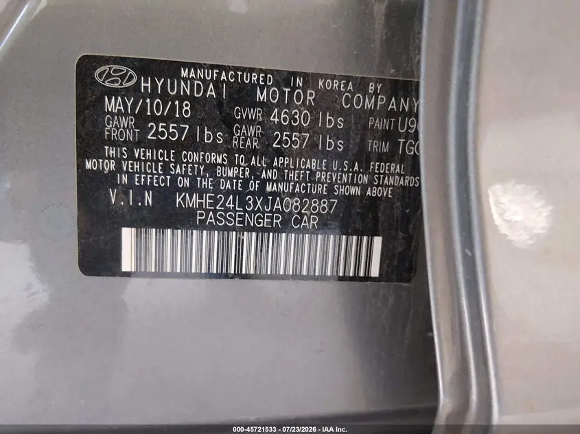 2018 HYUNDAI SONATA HYBRID SE
