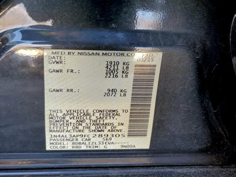 2015 NISSAN ALTIMA 2.5  