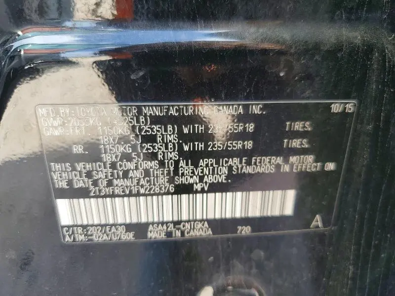 2015 TOYOTA RAV4 LIMITED  