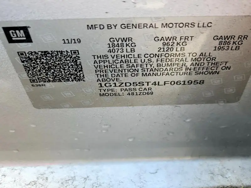 2020 CHEVROLET MALIBU LT  