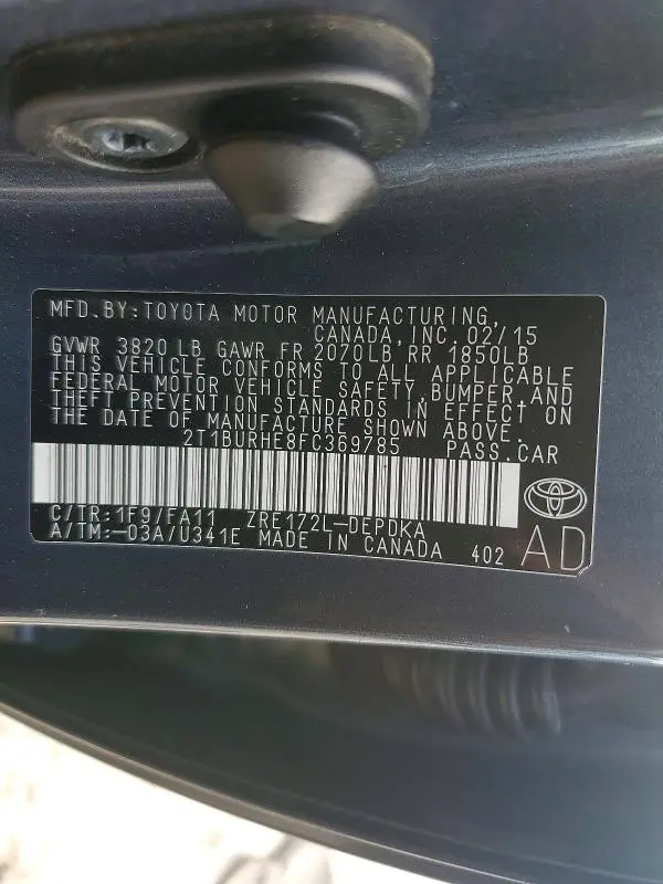 2015 TOYOTA COROLLA L  