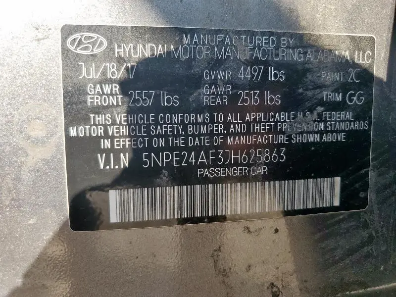 2018 HYUNDAI SONATA SE  