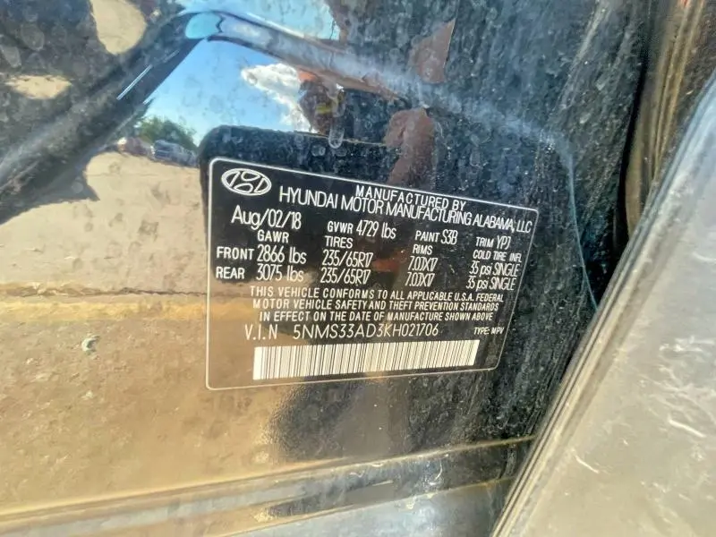 2019 HYUNDAI SANTA FE SEL 2.4L  