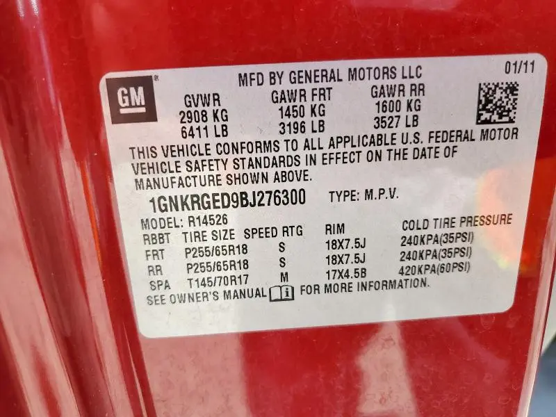2011 CHEVROLET TRAVERSE LT  