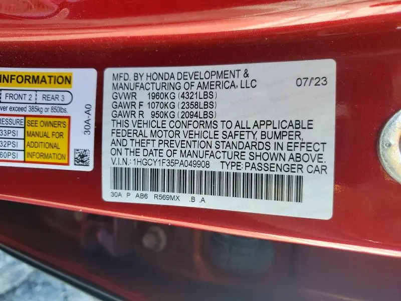 2023 HONDA ACCORD EX  