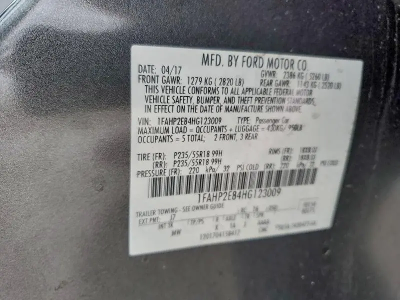 2017 FORD TAURUS SEL  