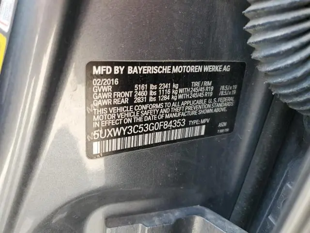 2016 BMW X3 XDRIVE28D  