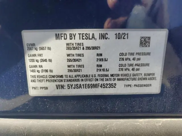 2021 TESLA MODEL S   