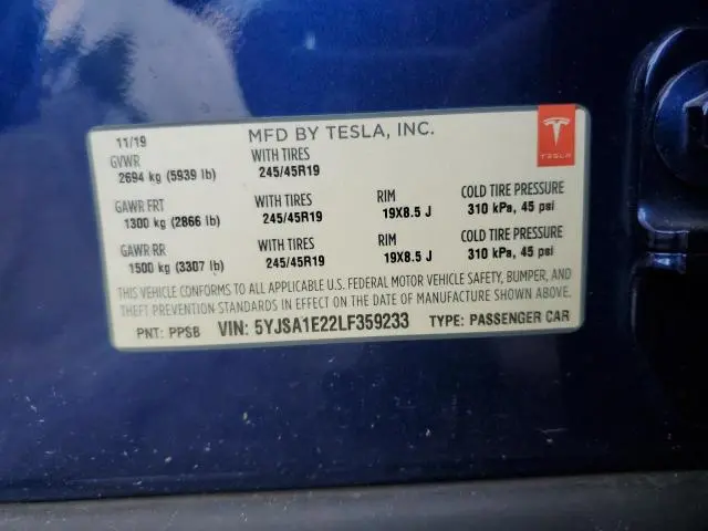 2020 TESLA MODEL S   