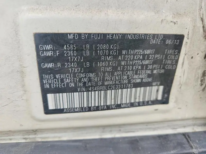 2014 SUBARU OUTBACK 2.5I LIMITED  