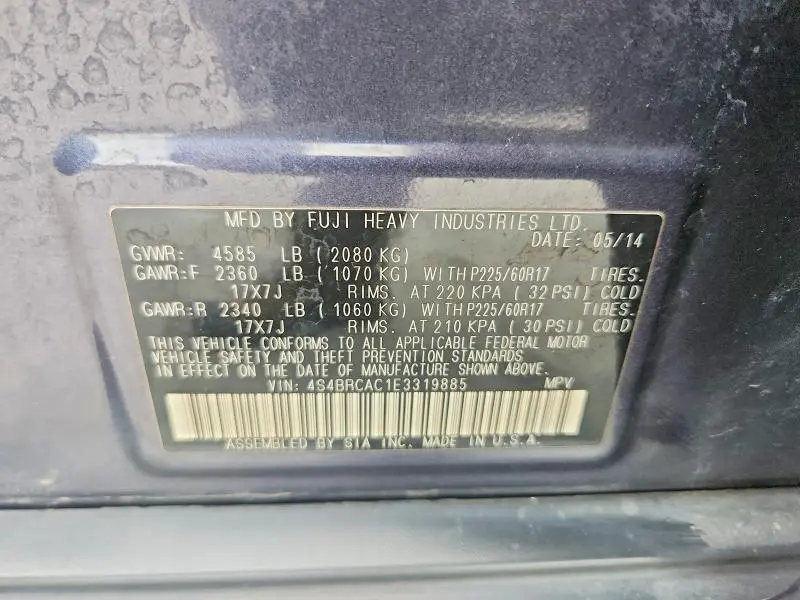 2014 SUBARU OUTBACK 2.5I  
