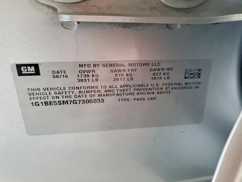 2016 CHEVROLET CRUZE LT  