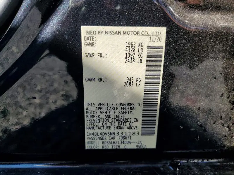 2021 NISSAN ALTIMA SV  