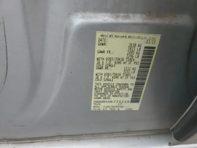 2013 NISSAN FRONTIER S  