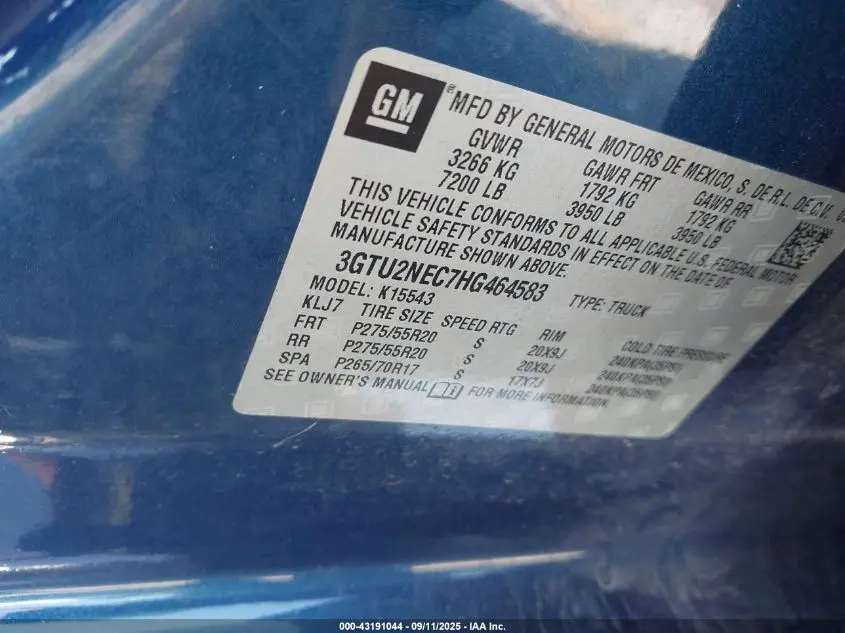 2017 GMC SIERRA 1500 SLT