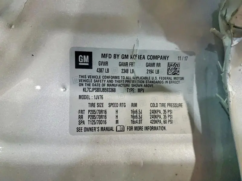 2018 CHEVROLET TRAX 1LT  