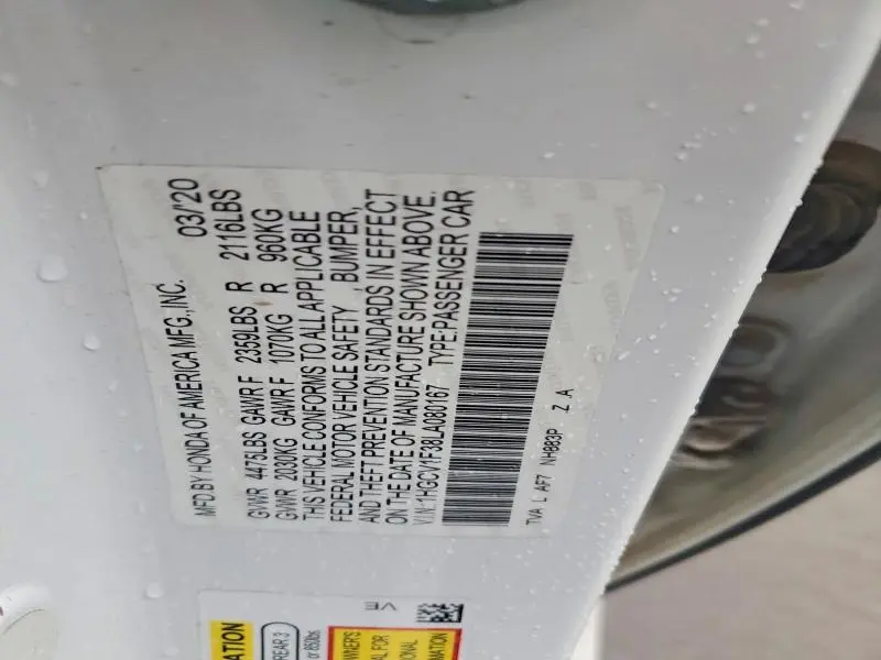 2020 HONDA ACCORD SPORT  