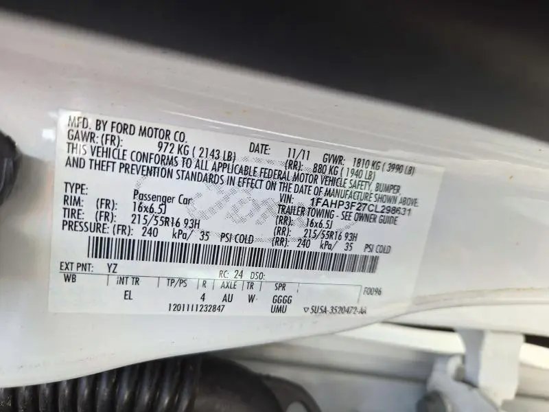 2012 FORD FOCUS SE  